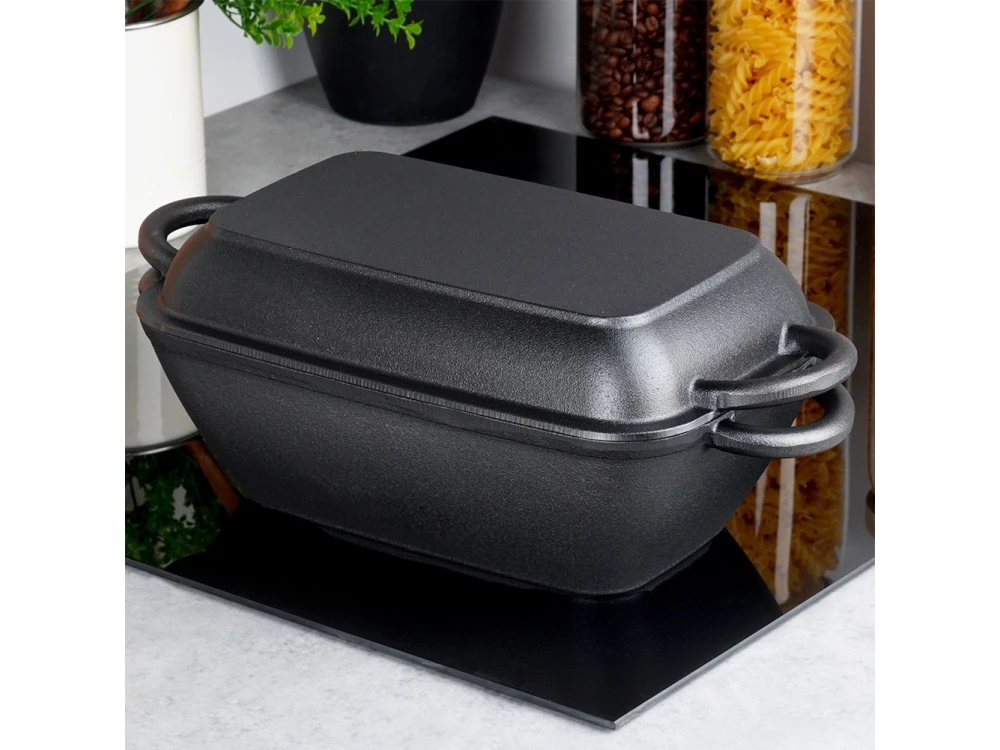 Vilde Cast Iron Roasting Tin 2-in-1 – 3.5L Pot + 1.5L Grill Lid, Black – view 2