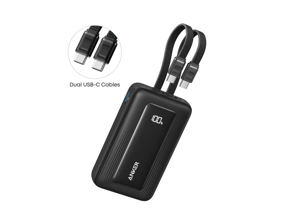 Anker Zolo Power Bank 10000mAh 35W – 2 Built-in USB-C Cables + USB-C + USB-A, Black – view 2