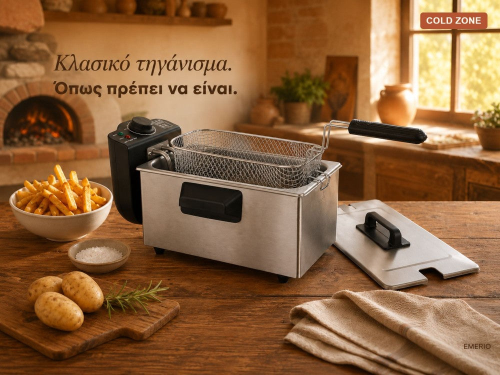 Emerio Oil Deep Fryer 2000W Stainless Steel BPA & PFAS Free 3L Removable Pot with Lid – Silver – view 2