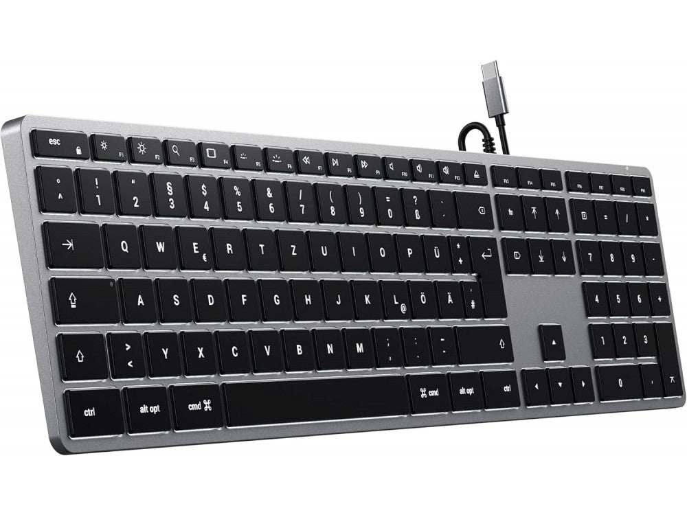 Satechi Slim W3 Wired Aluminum Keyboard – USB-C, Mac Layout, Backlit, Space Gray – view 2