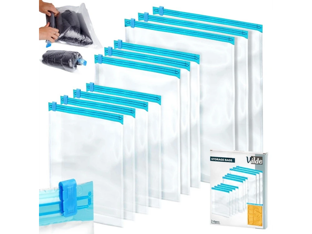 Vilde Vacuum Storage Bags Set of 10 – 3 Sizes for Clothes & Bedding, Transparent – view 2