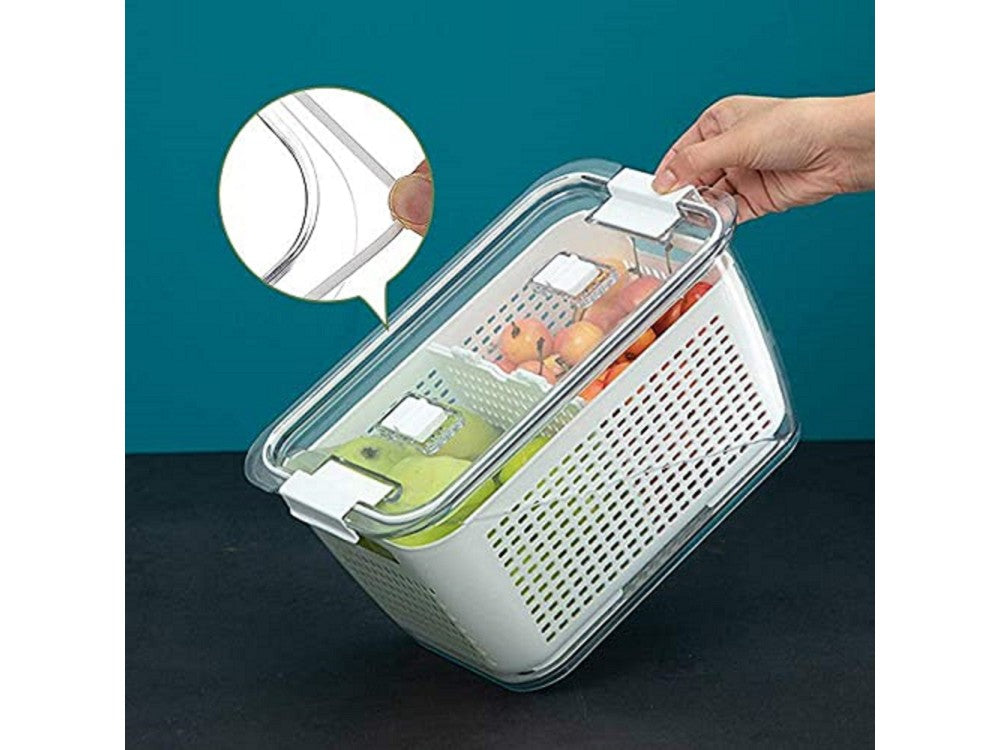 AJ Refrigerator Drain Basket – Fruit & Vegetable Storage, Removable Strainer, White – view 2