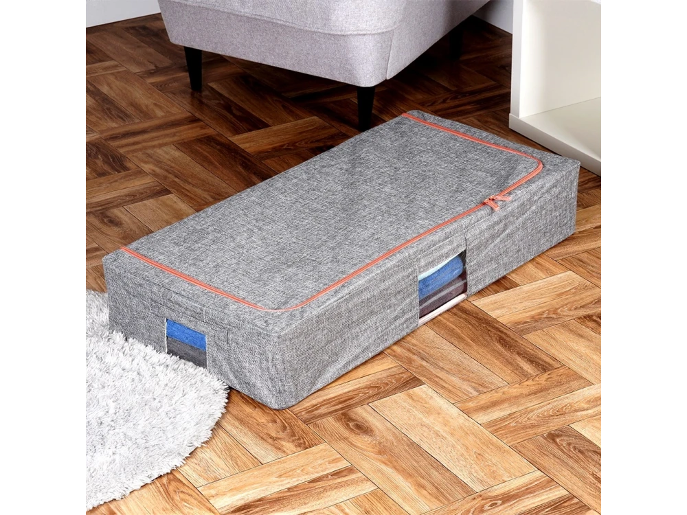 Vilde Fabric Storage Bag 68L 95×45×16cm with 2 Openings, Window & Metal Frame – Grey – view 2