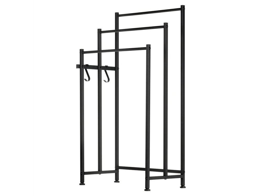 Vilde Towel Stand Triple Bar 45×25×84cm – Industrial Loft, Powder-Coated, Black – view 2
