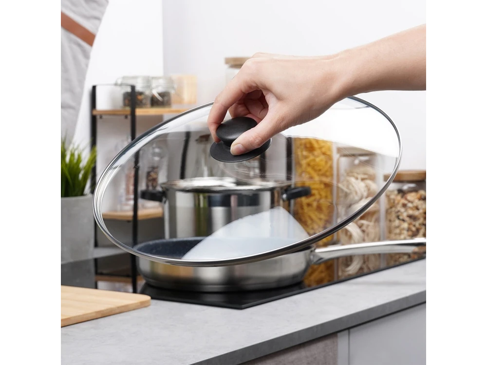 Vilde Glass Lid 30cm for Pots & Pans – Heat Resistant, Steam Vent, Stainless Rim – view 2