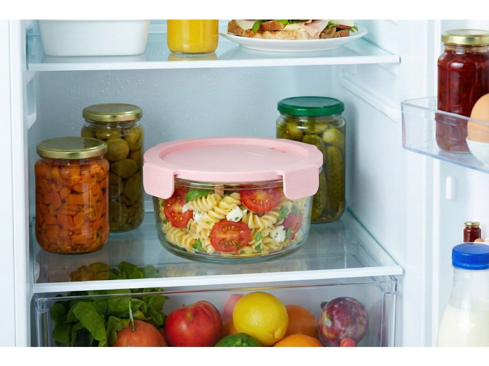 AJ Glass Food Container Round 950ml 17x7cm – Airtight, Pink Lid – view 2