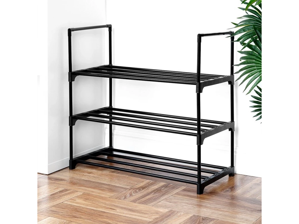 Vilde 3-Tier Metal Shoe Rack 57×28×55cm – Black – view 2