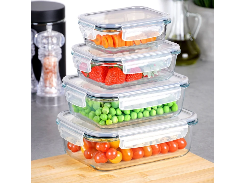 Vilde Premium Borosilicate Glass Food Containers Set of 4 with Airtight Lids – 370/640/1050/1520ml – view 2