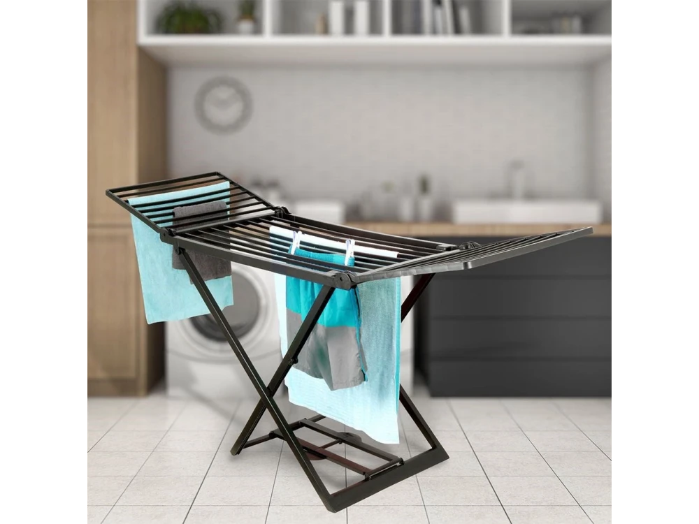 ProGarden XXL Folding Floor Drying Rack 208cm Hanging Length – Black – view 2