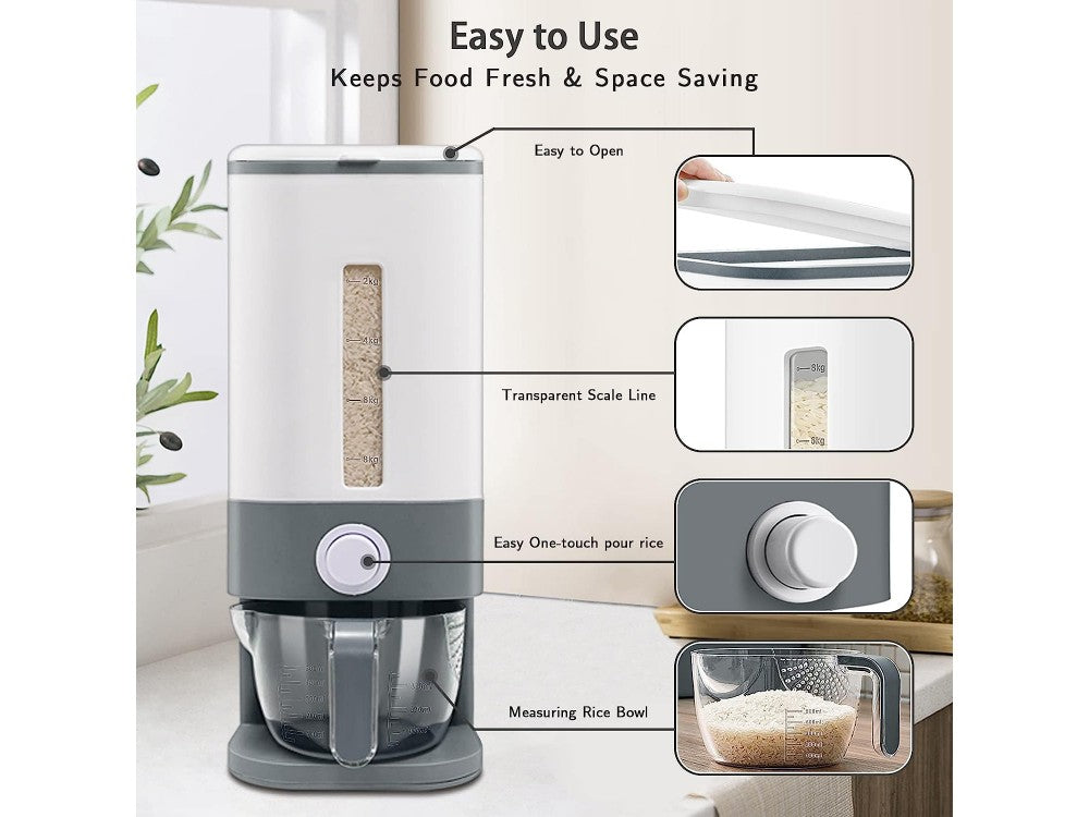 AJ Large Cereal Dispenser 11kg – BPA-Free, Grey – view 2
