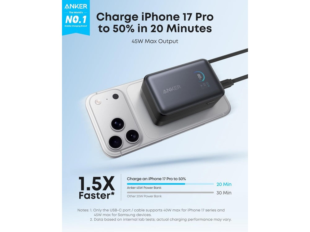 Anker Nano Power Bank 10K 45W PD 10000mAh – Built-in USB-C Cable, 2x USB-C + 1x USB-A, Phantom Black – view 3