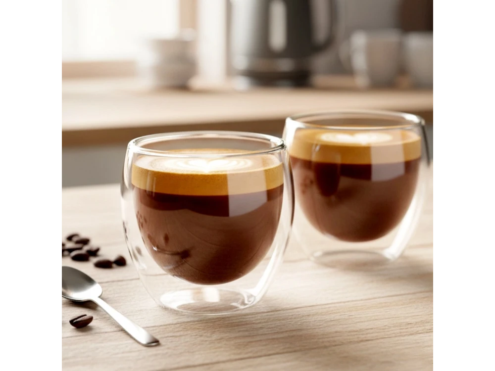 Vilde Premium Double-Walled Borosilicate Glass Espresso / Cappuccino Cups Set of 2 × 250ml – view 3
