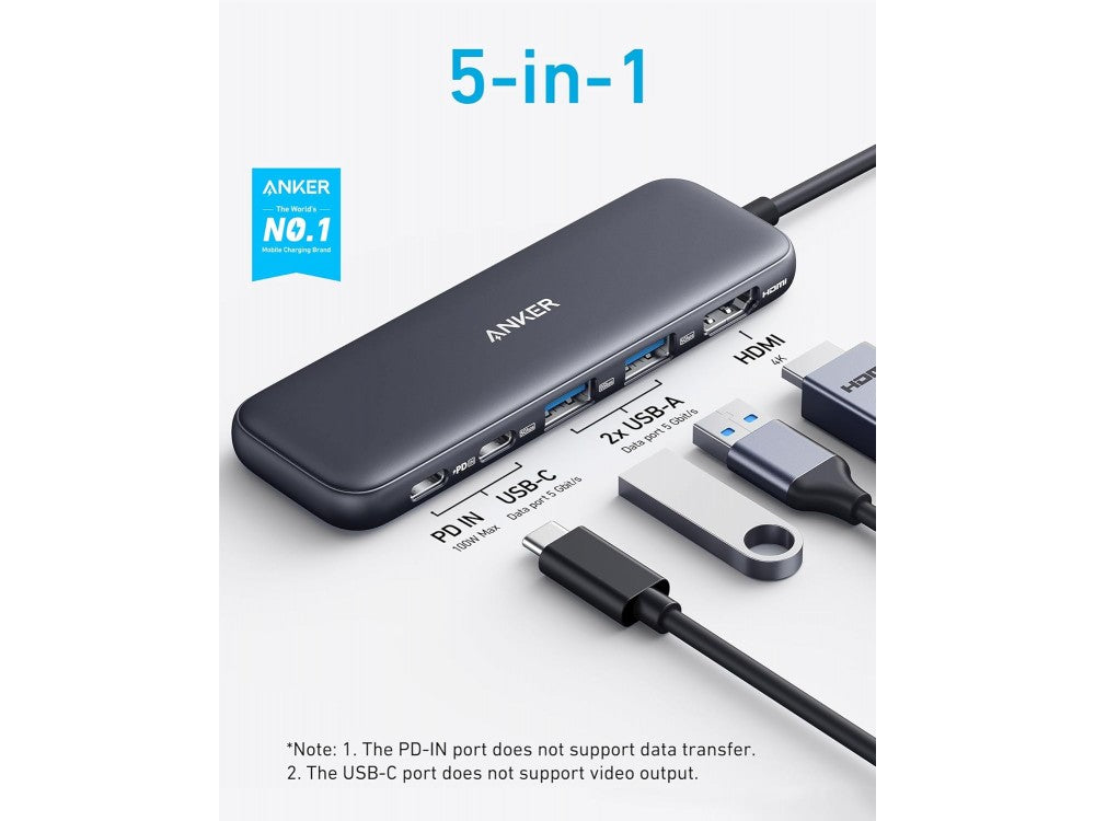 Anker 332 5-in-1 USB-C Data Hub – HDMI 4K, USB-C 5Gbps, 2× USB-A, 100W PD – view 3