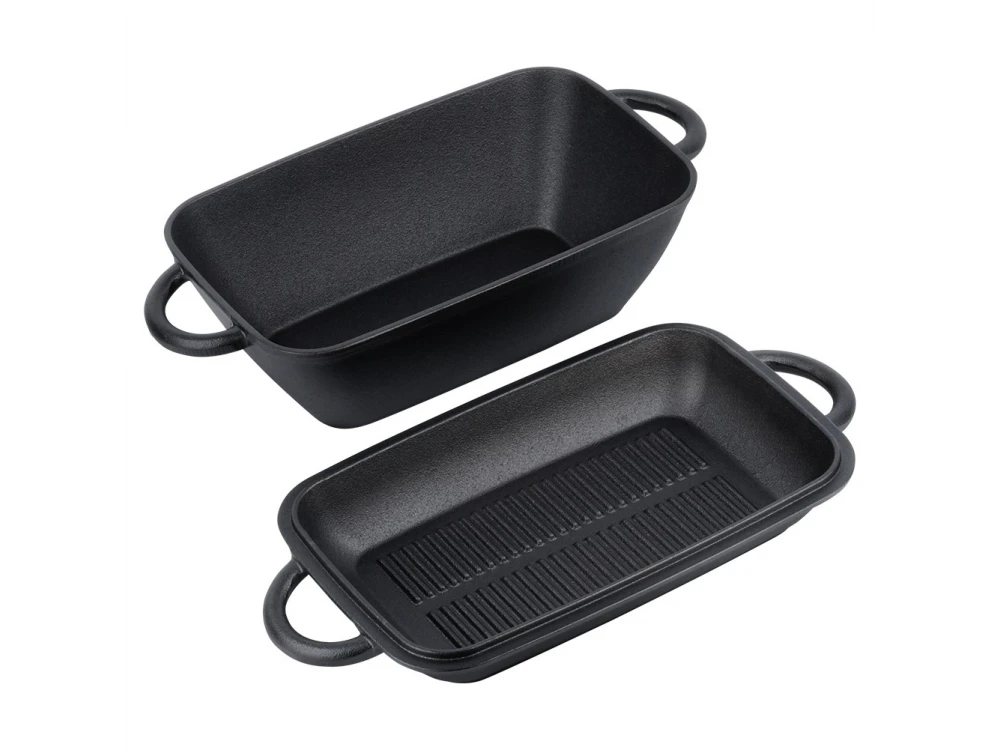 Vilde Cast Iron Roasting Tin 2-in-1 – 3.5L Pot + 1.5L Grill Lid, Black – view 3