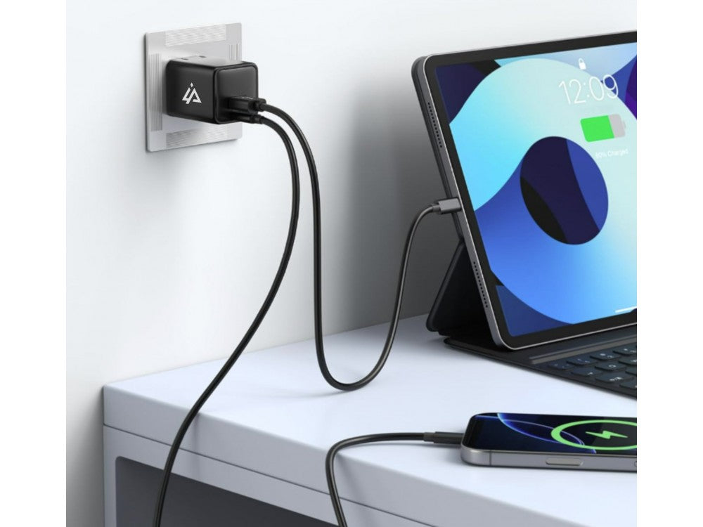 iPEAX GaN 2-Port USB-C Wall Charger 45W with PD, QC 3.0 & PPS – Black – view 3