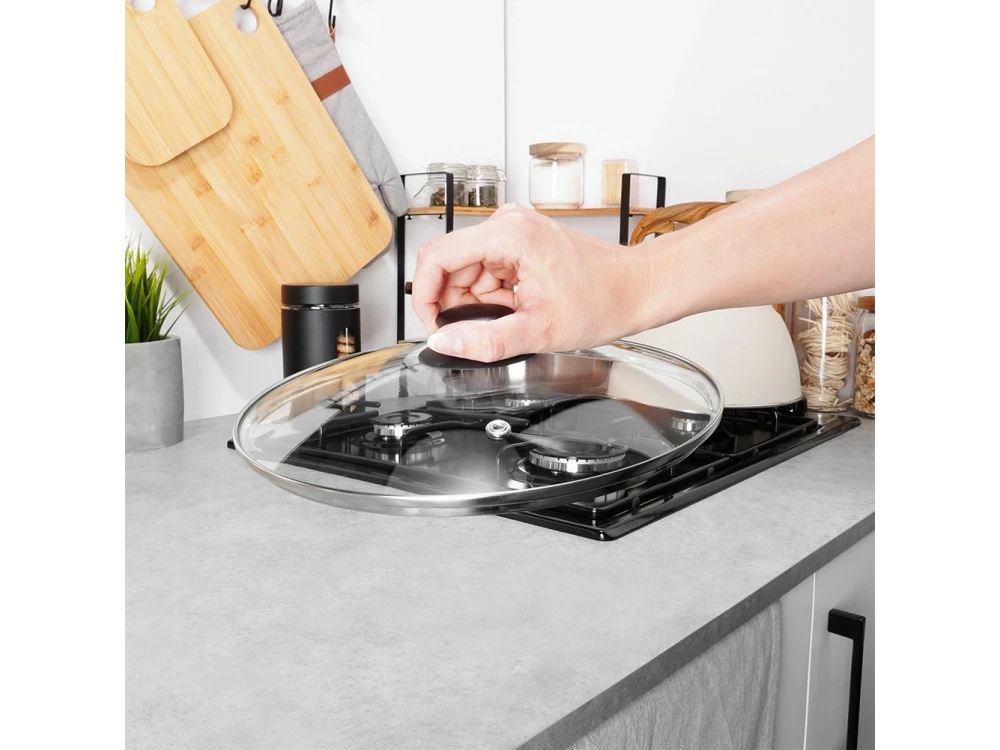 Vilde Glass Lid 28cm for Pots & Pans – Heat Resistant, Steam Vent, Stainless Rim – view 3