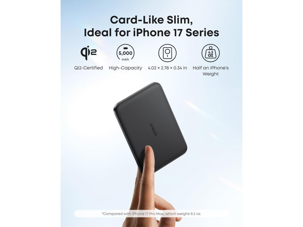 Anker Nano MagSafe Qi2 Magnetic Power Bank 5000mAh – 15W Max, Ultra Slim 8mm, Black – view 3