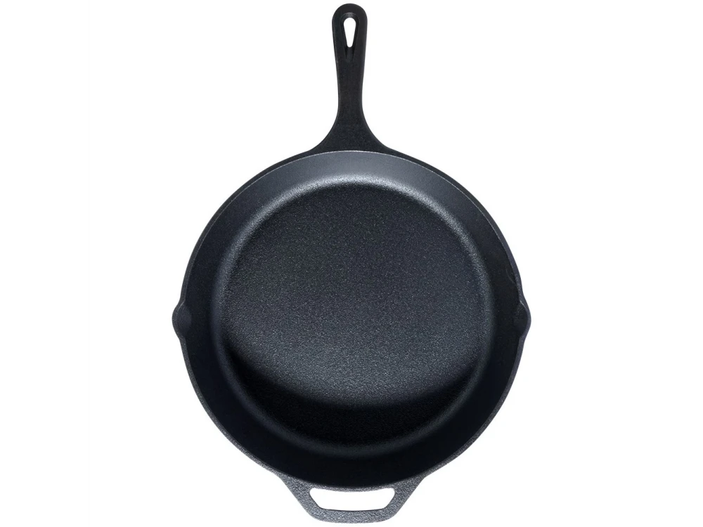 Vilde Premium Cast Iron Skillet 30 cm – Dual-Pour Spouts, Silicone Handle Grip – view 3