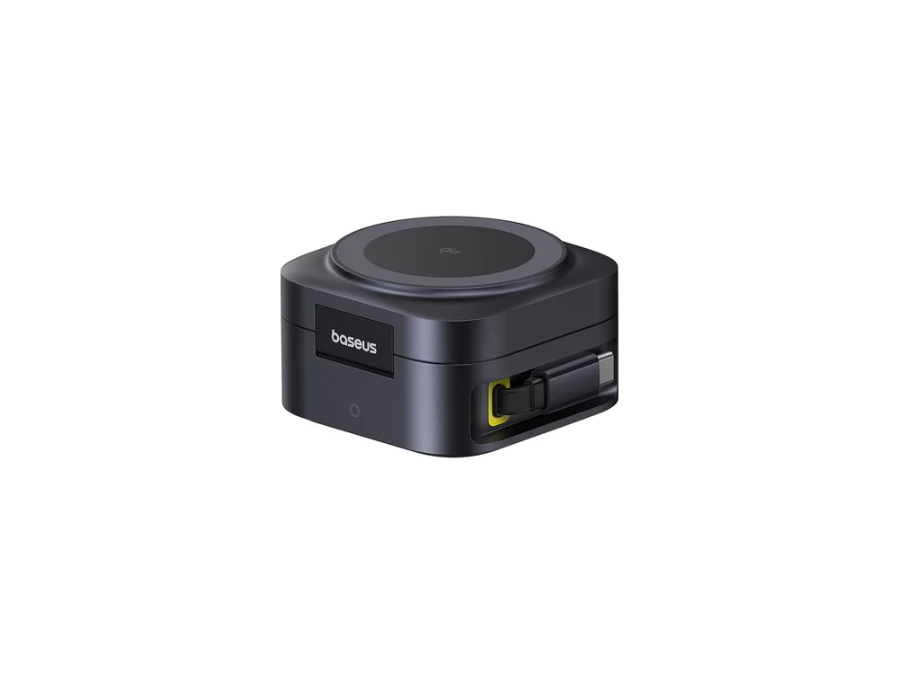 Baseus PicoGo 2-in-1 Magnetic Charger – Qi2 15W MagSafe + PD 67W, Built-in USB-C, Black – view 3