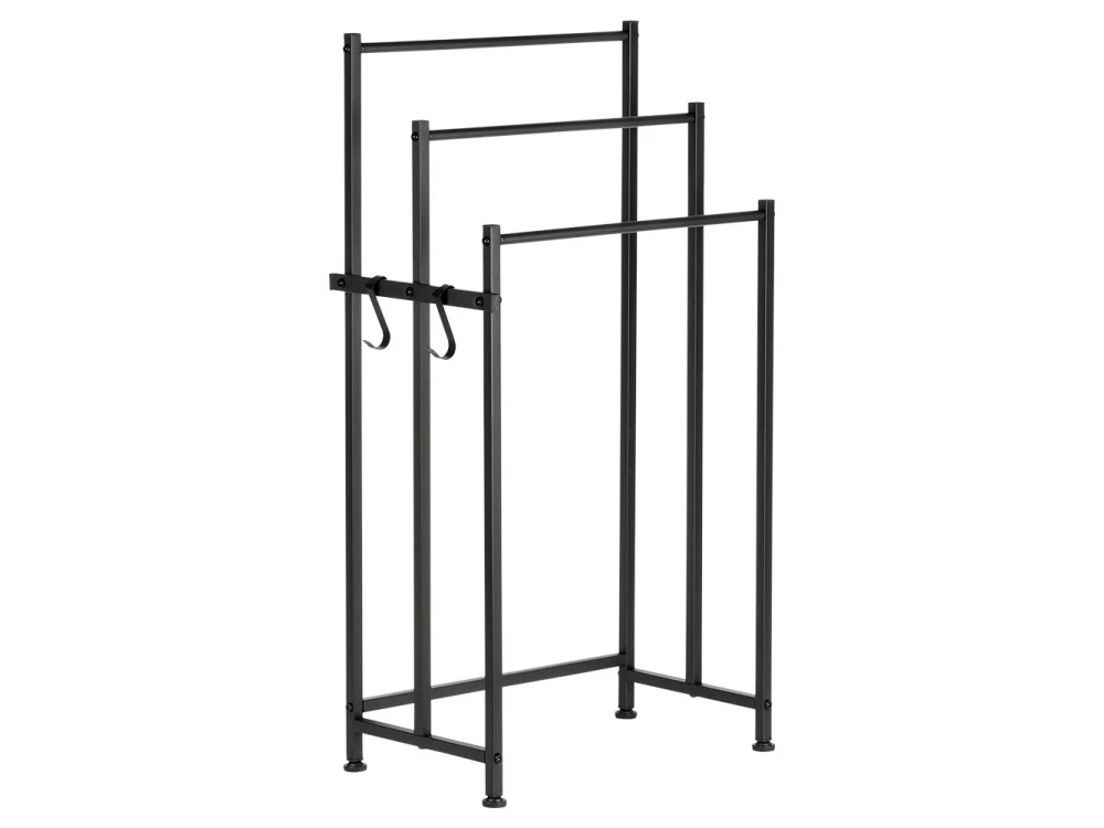Vilde Towel Stand Triple Bar 45×25×84cm – Industrial Loft, Powder-Coated, Black – view 3