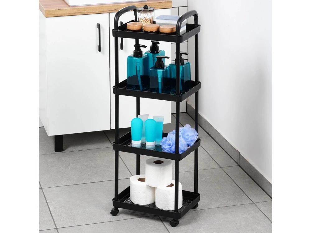 Vilde 4-Tier Storage Trolley Cart 86x30x21cm with Wheels – Black – view 3