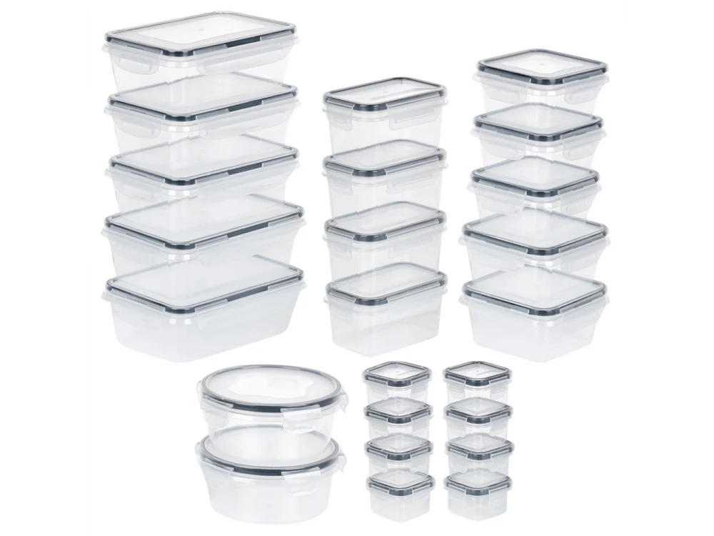 Vilde 24-Piece Airtight Food Container Set BPA-Free – Mixed Sizes, Clear Plastic with Silicone Seal – view 3