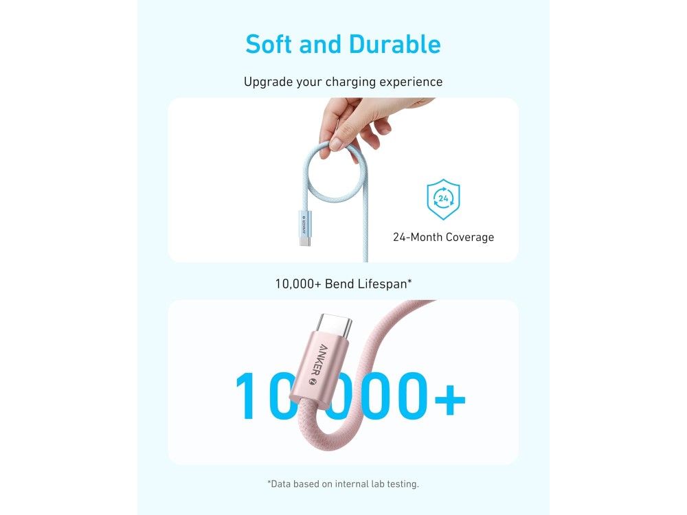 Anker Zolo USB-C to USB-C Cable 1m 240W USB-IF Nylon Braided, Black – view 3