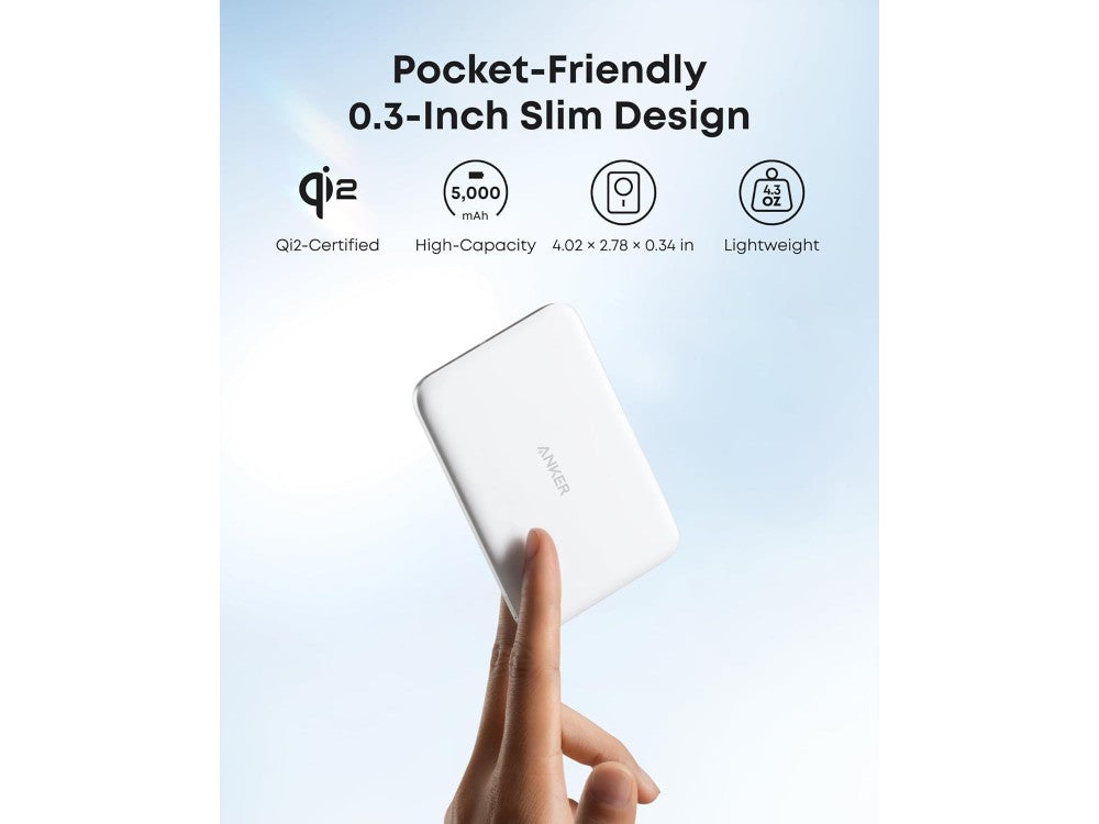 Anker Nano MagSafe Qi2 Magnetic Power Bank 5000mAh – 15W Max, Ultra Slim 8.6mm, White – view 3