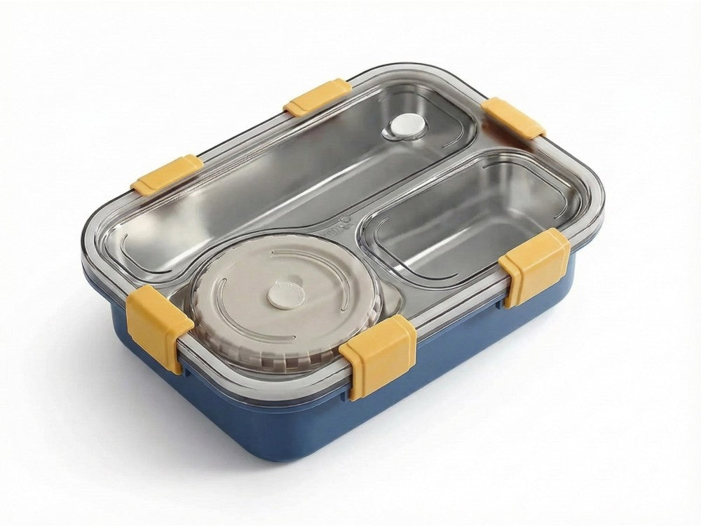 AJ Bento Japanese Lunch Box with Soup Bowl 750ml – Stainless, Blue – view 4