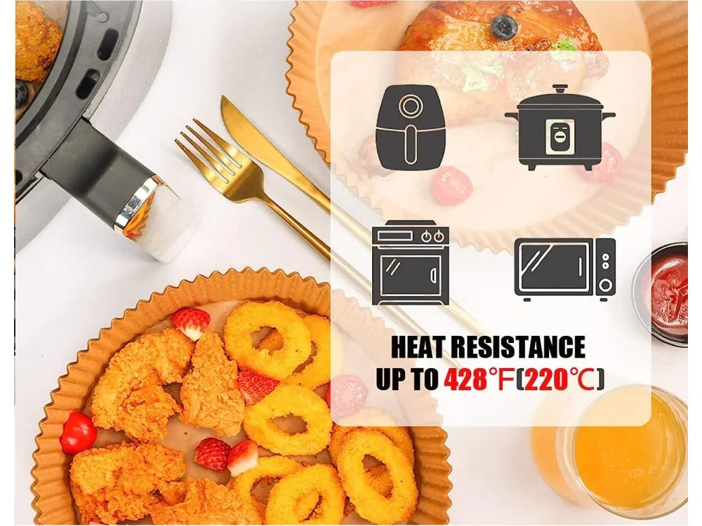 AJ Air Fryer Disposable Paper Liners 20cm Round – Non-Stick, 50-Pack – view 4