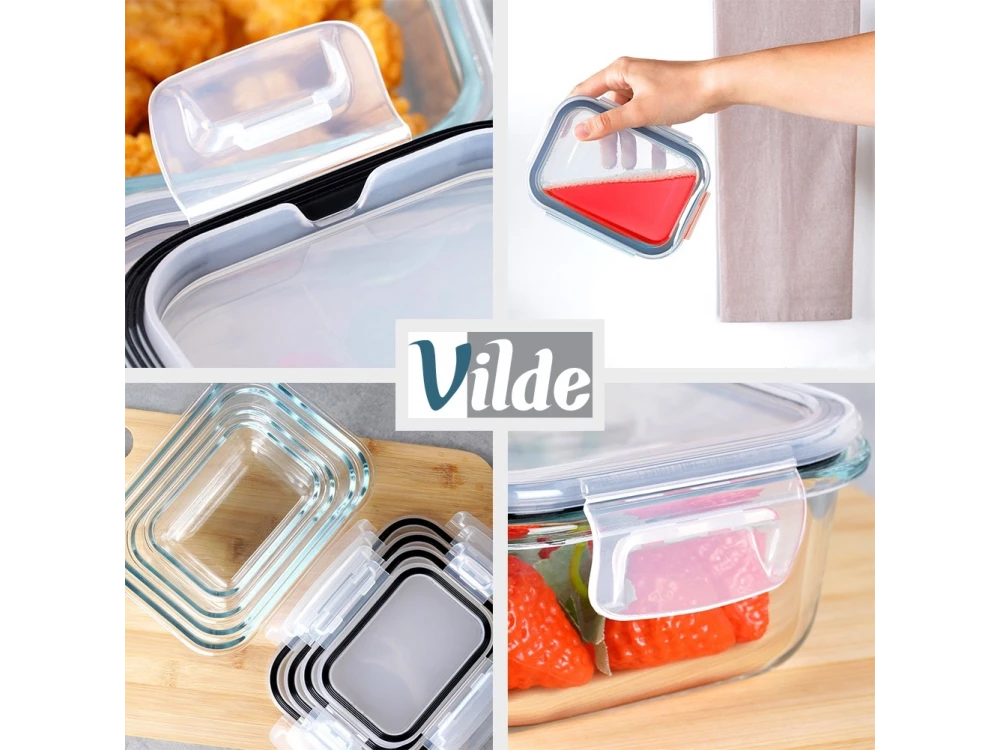 Vilde Premium Borosilicate Glass Food Containers Set of 4 with Airtight Lids – 370/640/1050/1520ml – view 4