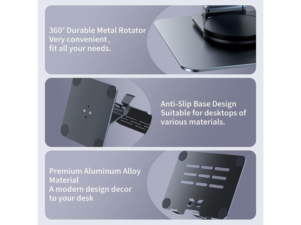 AJ Ergonomic Folding Laptop/Tablet Stand – Aluminum, 360° Rotation, up to 12" – view 4
