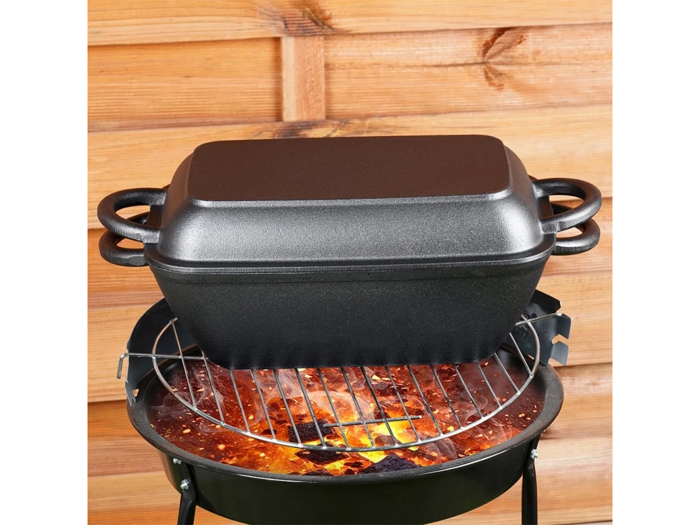 Vilde Cast Iron Roasting Tin 2-in-1 – 3.5L Pot + 1.5L Grill Lid, Black – view 4