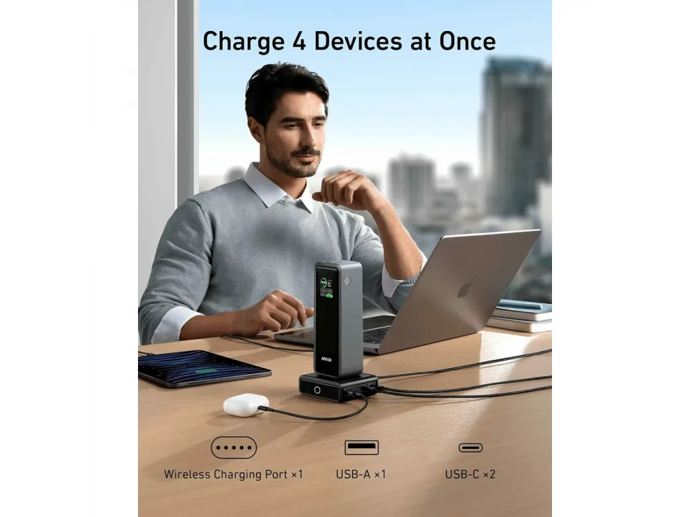 Anker Charging Base 100W for Anker Prime – 2× USB-C + USB-A + Pogo Pin Wireless, Black – view 4
