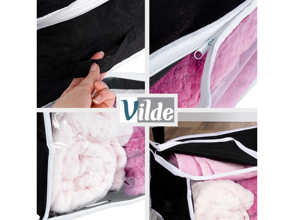 Vilde Fabric Storage Bag 27L 45×30×20 cm with Window – Black Polyester for Clothes & Bedding – view 4