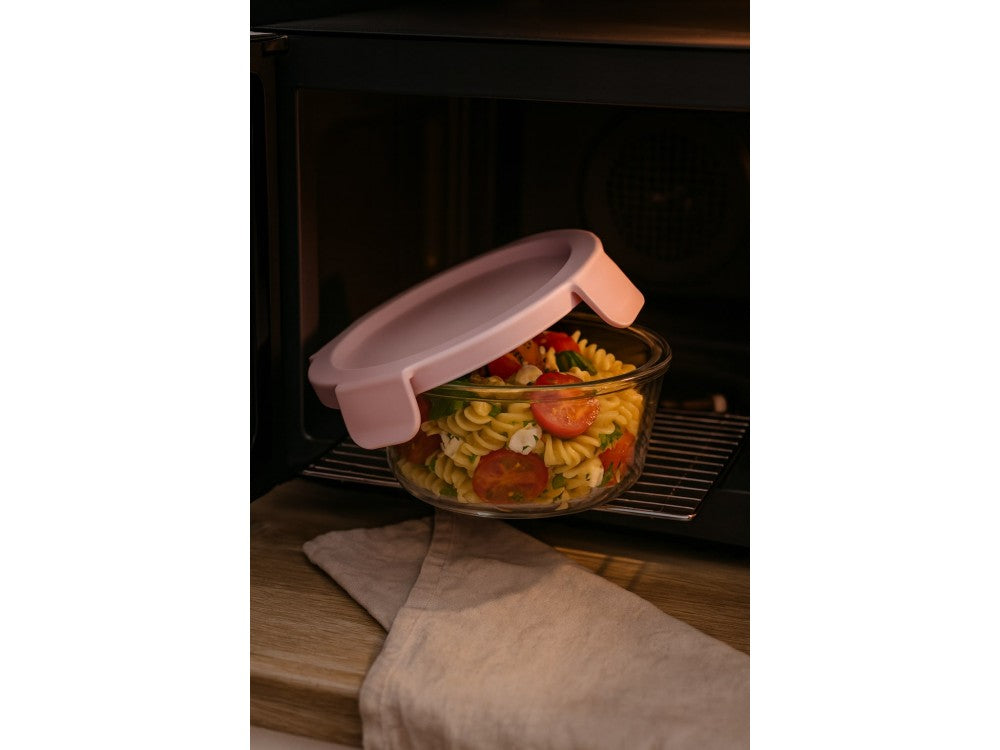 AJ Glass Food Container Round 950ml 17x7cm – Airtight, Pink Lid – view 4