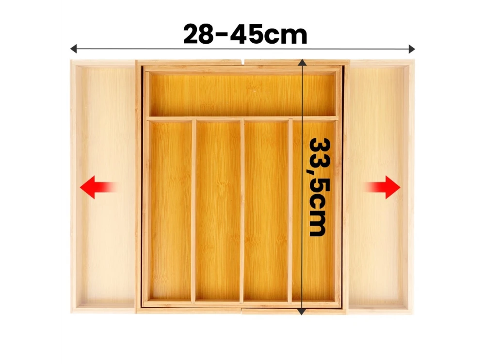 Vilde Premium Bamboo Drawer Organizer – Expandable Cutlery Tray 35–55cm, 6–8 Compartments – view 4