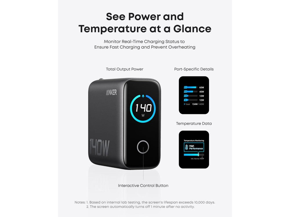 Anker Laptop Charger 140W 4-Port GaN PD 3.1 with USB-C Cable – Dark Gray – view 4