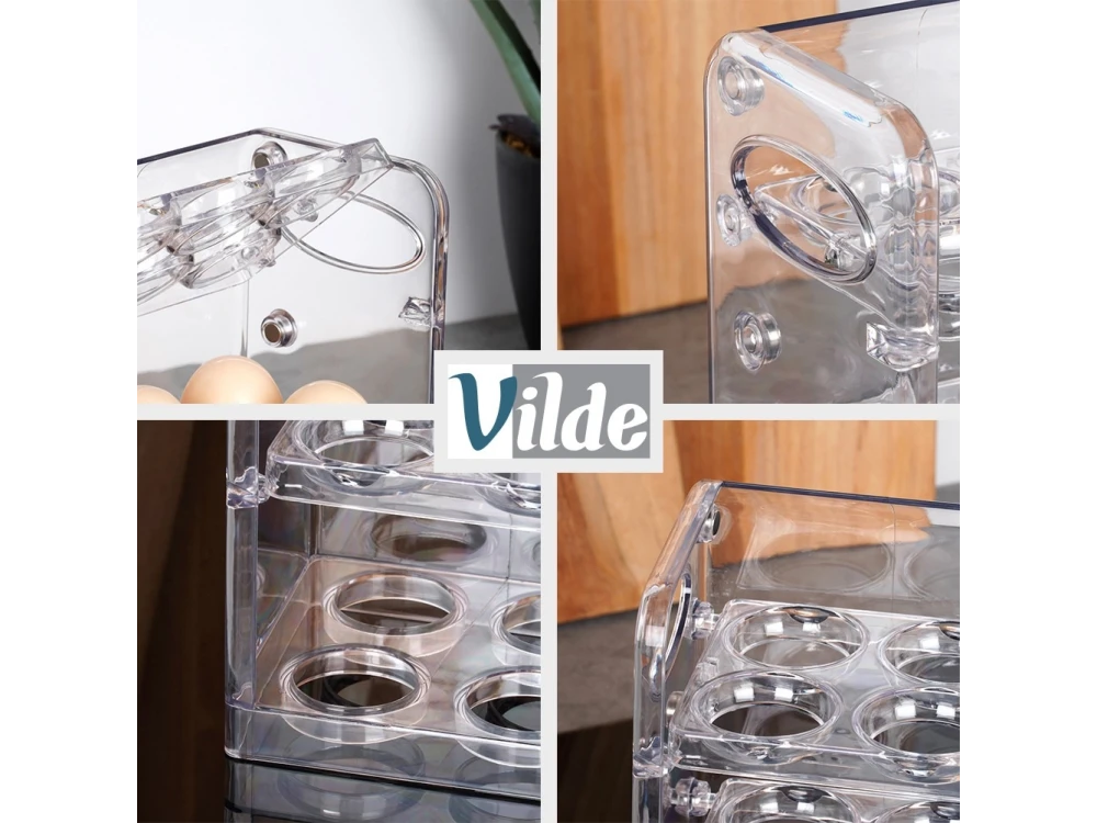 Vilde Egg Holder Organizer for 36 Eggs – 3-Tier Clear Fridge Storage Tray – view 4
