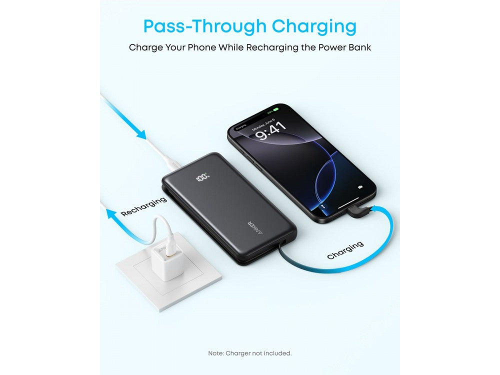 Anker Zolo Power Bank 10000mAh 22.5W with USB-A, USB-C & Built-in USB-C Cable – White – view 4