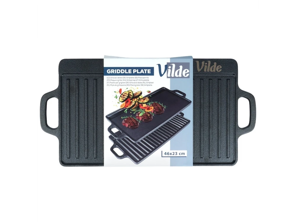 Vilde Premium Cast Iron Grill Plate 45×25cm – Double-Sided, Ribbed + Smooth – view 4