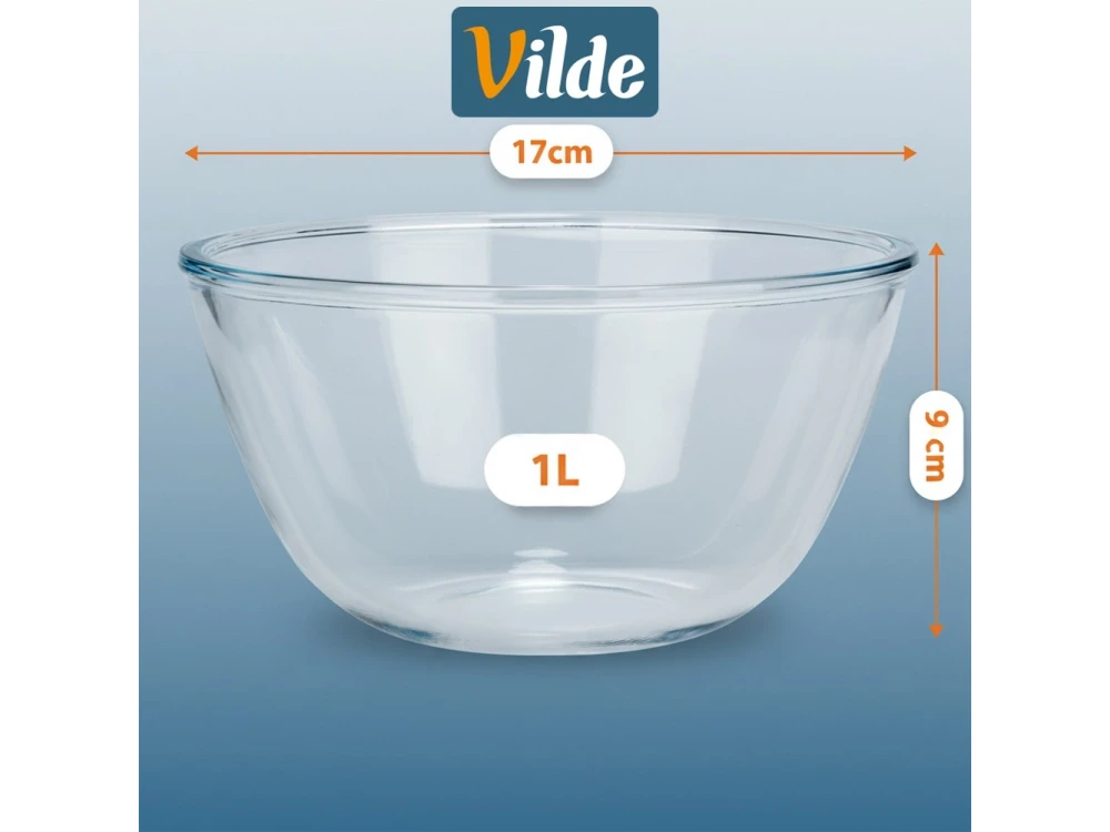 Vilde Serving Bowl Glass 1L Set of 2 – 17x17x9 cm Clear Glass Salad Bowls – view 4