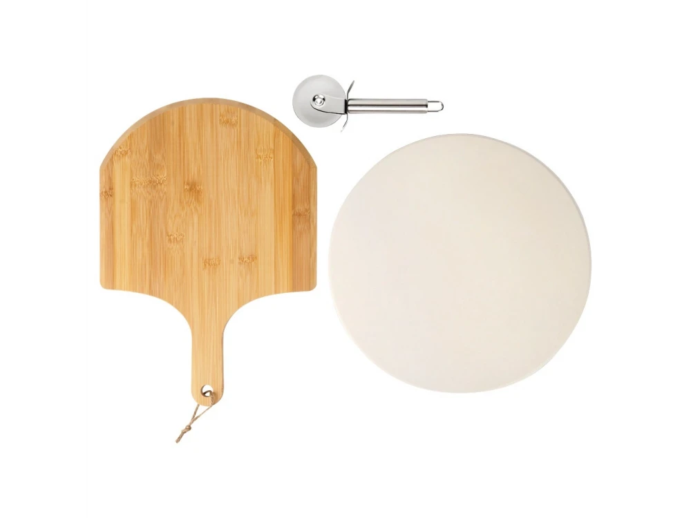 Vilde Premium Pizza Stone Set 33cm – Ceramic Stone, Acacia Serving Board, Pizza Cutter – view 4