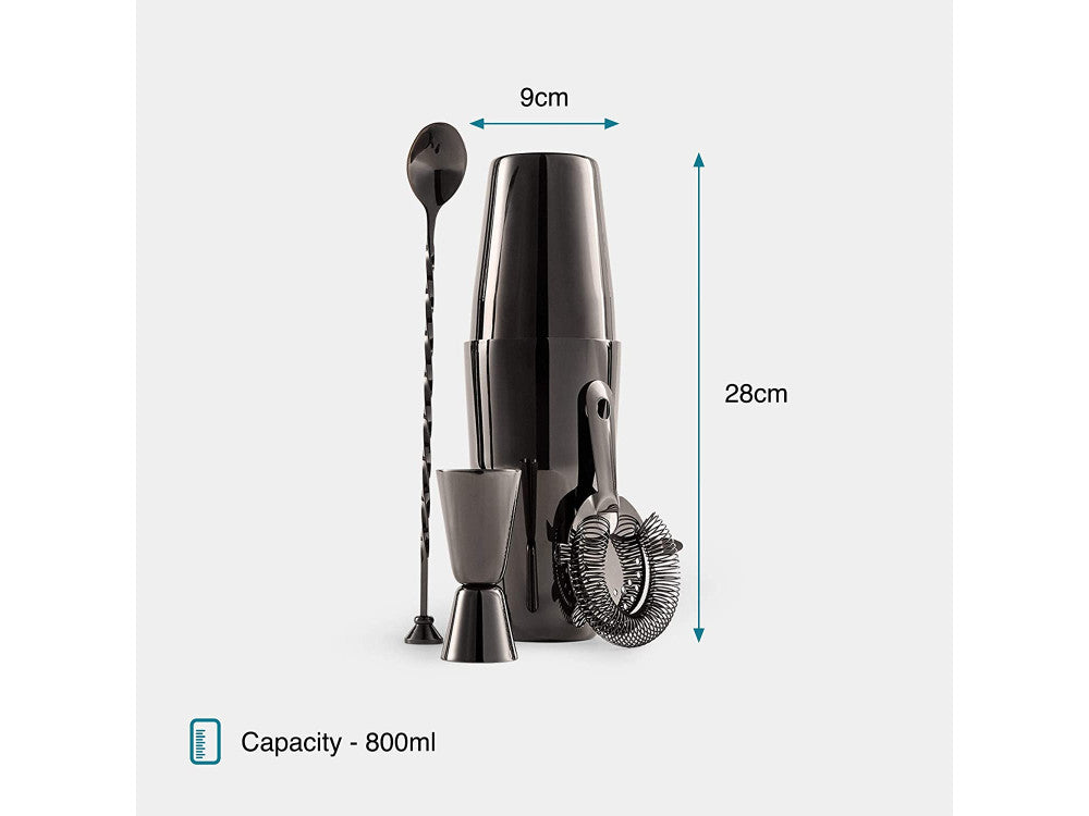 VonShef Cocktail Set 7-Piece Stainless Steel with 800ml Boston Shaker – Graphite – view 4