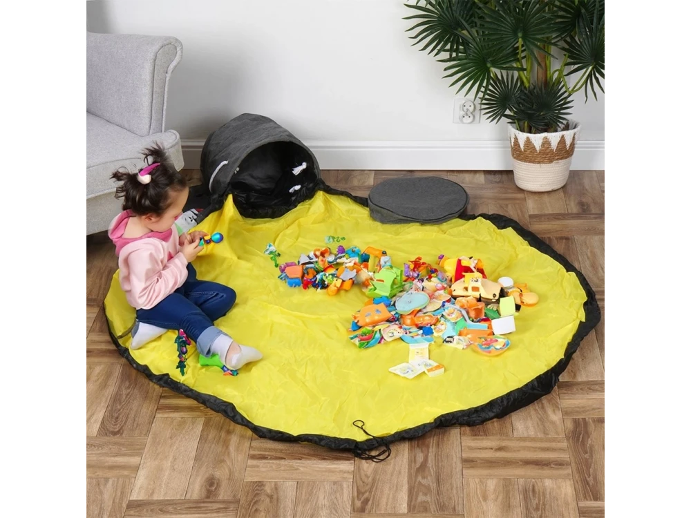 Vilde Kids 2-in-1 Play Mat 130cm and 20L Toy Storage Basket – Grey – view 4