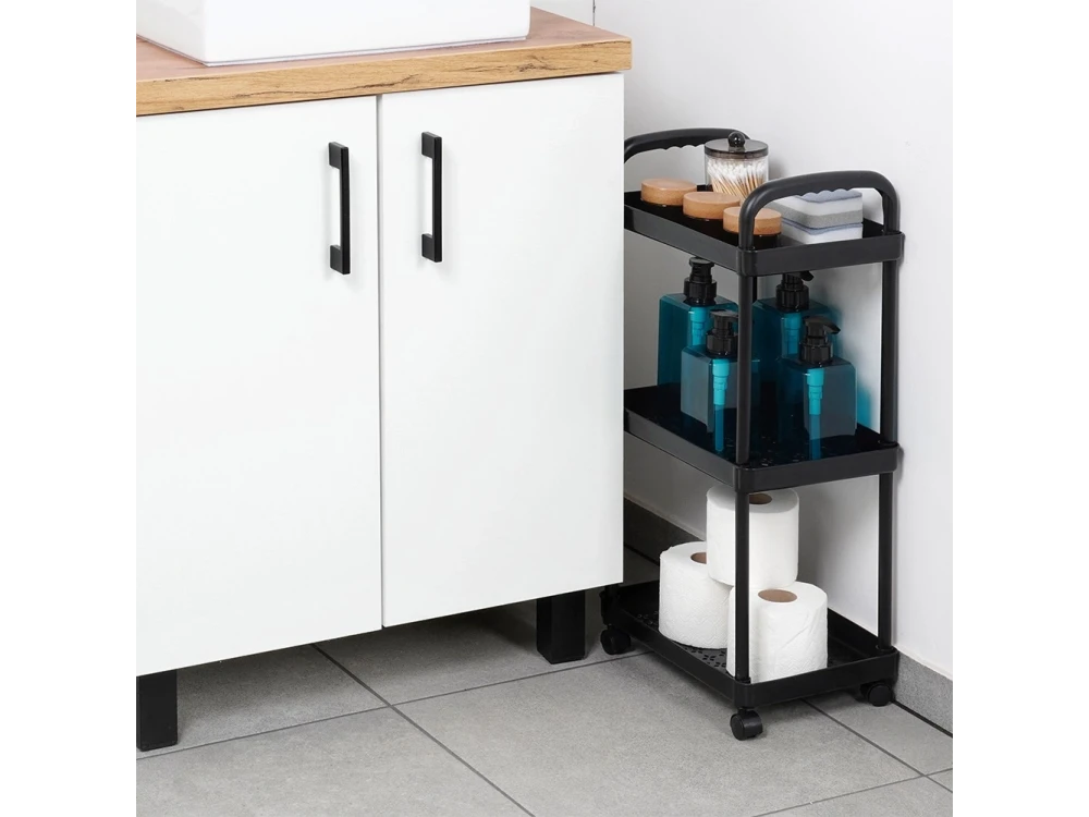 Vilde 3-Tier Storage Trolley Cart 61x30x21cm with Wheels – Black – view 4