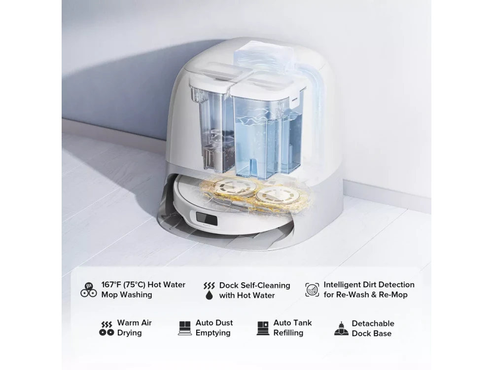 Roborock Q Revo Curv 5A1 Robot Vacuum & Mop 17000Pa with Auto Mop Lifting – White – view 5