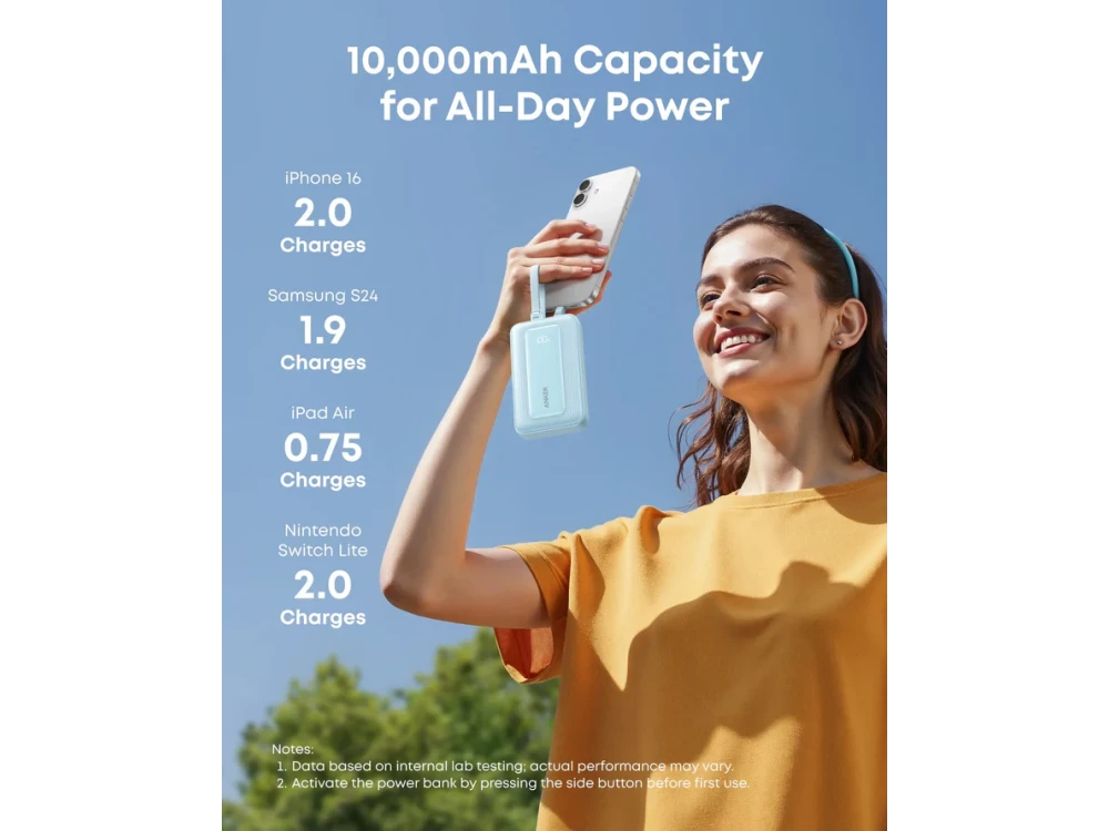 Anker Zolo Power Bank 10000mAh 35W – 2 Built-in USB-C Cables + USB-C + USB-A, Black – view 5