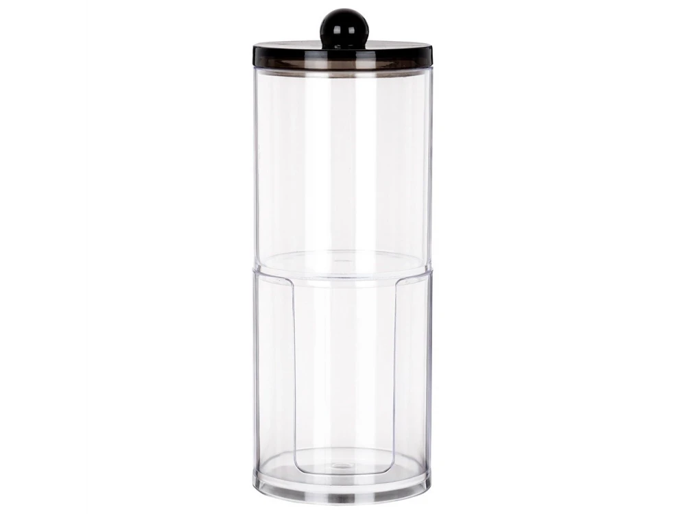 Vilde 2-Tier Cotton Swab & Pad Container with Black Lid – Stackable Acrylic Organizer – view 5