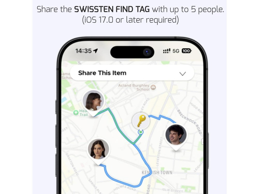 Swissten Ultra Slim Find Tag – Apple Find My Smart Locator, IP45, Black – view 5